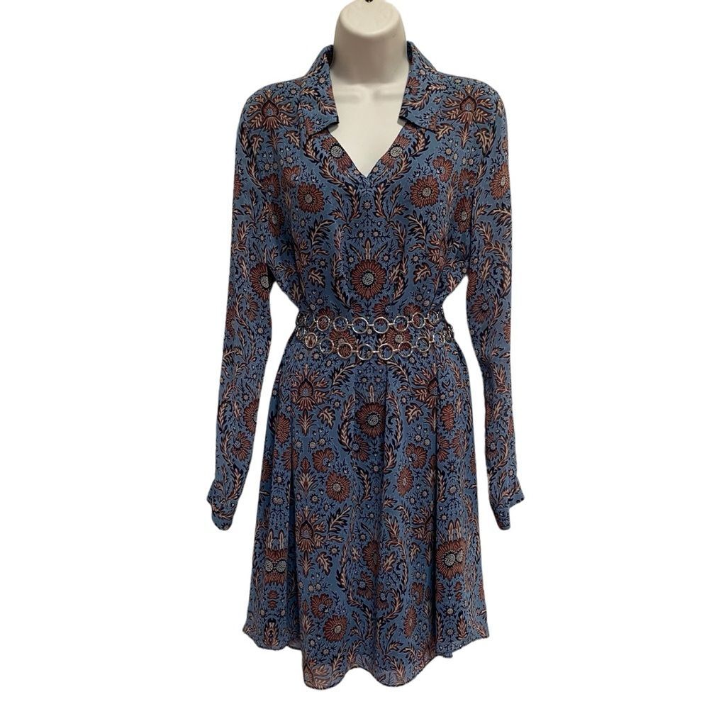 CAbi Provincial Dress Floral Sheer Sleeves Sz M